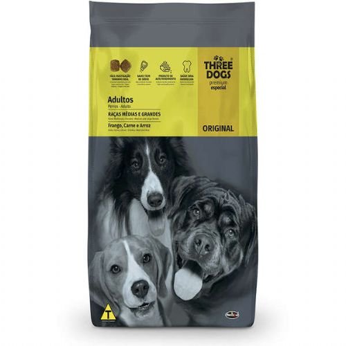 Ração Threedogs Original Adultos Raças Médias e Grandes