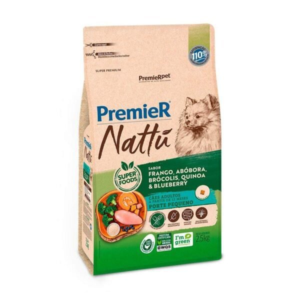 Ração Cão Premier Super Premium Nattú Adulto Abóbora Raças Pequenas 2,5 kg