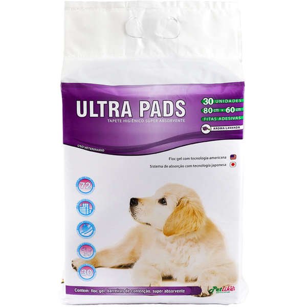 Tapete Higiênico Ultra Pads Perfumado 80x60cm c/ 30un