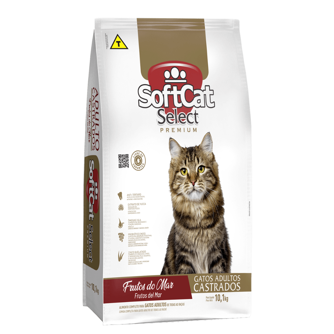 Ração SoftCat Select Premium Gatos Castrados Frutos do Mar