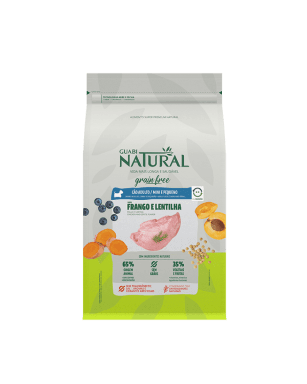 Ração Guabi Natural Grain Free Cães Adultos Raças Mini Pequeno Frango e Lentilha 10kg