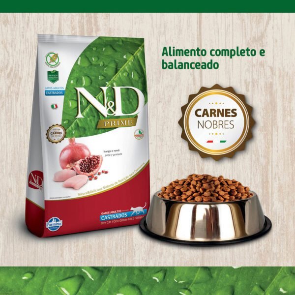 Ração N&D Prime para Gatos Castrados Sabor Frango e Romã 7,5kg - Imagem 5