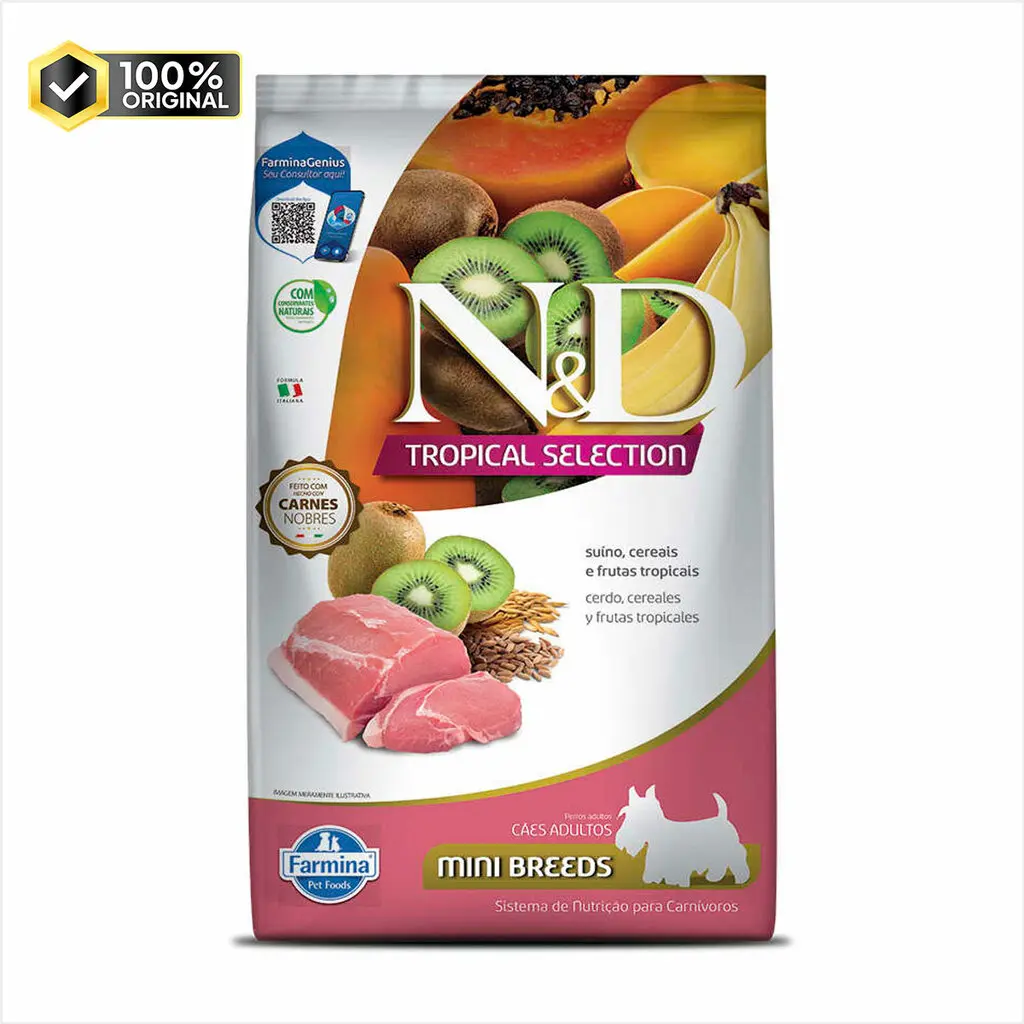 Ração N&D Tropical Selection Cães Adultos Mini Suíno e Cereais 2 kg