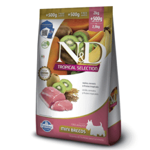 Ração N&D Tropical Selection Cães Adultos Mini Suíno e Cereais 2 kg + 500g Grátis
