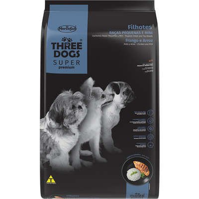 Ração Three Dogs Super Premium Frango e Arroz para Cães Filhotes Raças Pequenas 10kg
