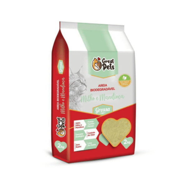 Great Pets Areia Higiênica Biodegradável Milho E Mandioca Grossa - Imagem 3