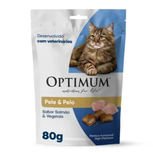 Petisco Optimum Gatos Adultos Pele e Pelo Salmão e Vegetais  80g