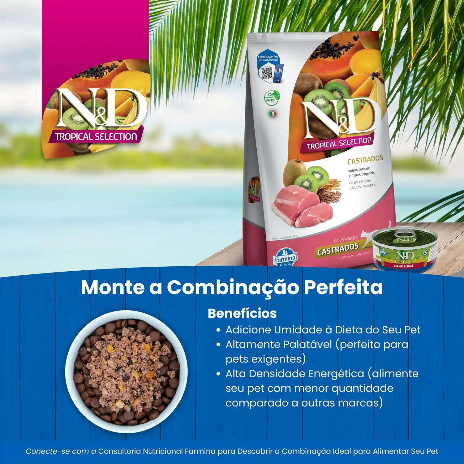 Ração N&D Tropical Selection Gatos Castrados Suíno - Imagem 5