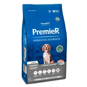 Ração Premier Ambientes Internos Light Cães Adultos Frango e Salmão 12 kg