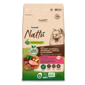 Ração Premier Cão Adulto Nattu Raças Pequenas Sênior Mandioca, Beterraba, Linhaça e Cranberry