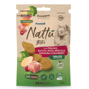 Sachê Premier Nattú Bites Cão Frango, Batata-Doce, Espinafre e Linhaça 60g