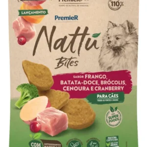 Sachê Premier Nattú Bites Cão Frango, Batata-Doce, Espinafre e Linhaça 60g