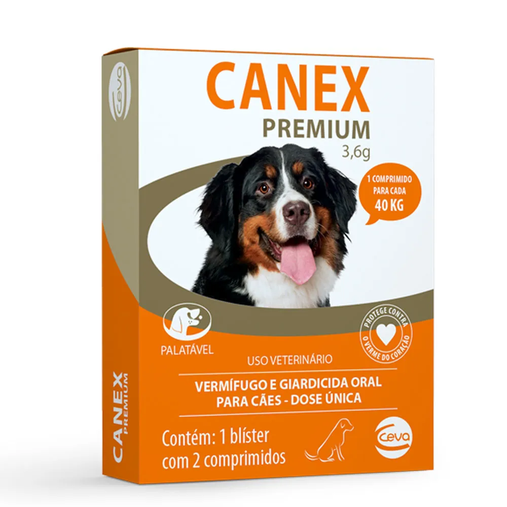 Vermífugo Canex Premium 3,6g para Cães - Caixa c/2 comprimidos