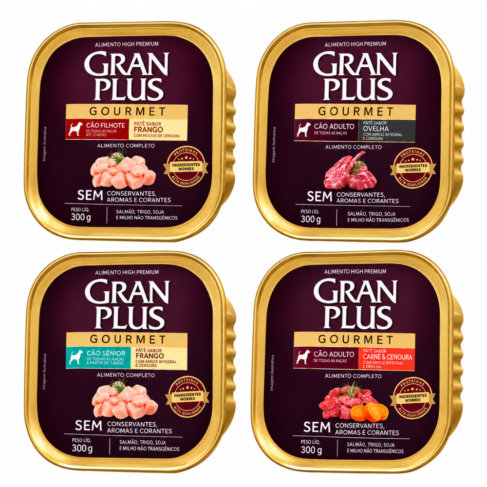 Patê Gran Plus Gourmet Cão Sabores 300g