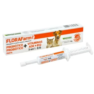 FloraFarm - Suplemento Prebiótico e Probiótico para Cães e Gatos - Seringa 14g