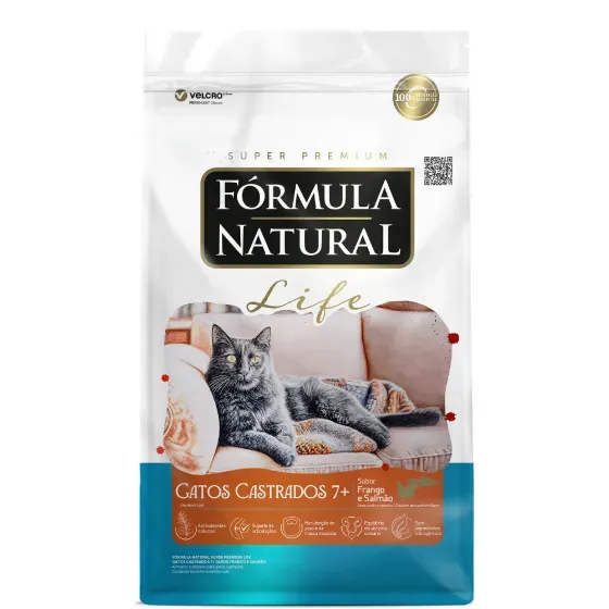 Ração Fórmula Natural Life Gatos Castrados Sênior Frango e Salmão 1kg