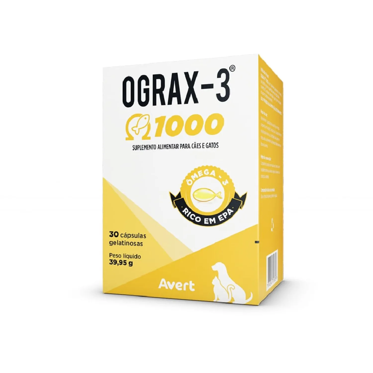 Ograx 3 - 1000mg para Cães e Gatos - 30 cápsulas