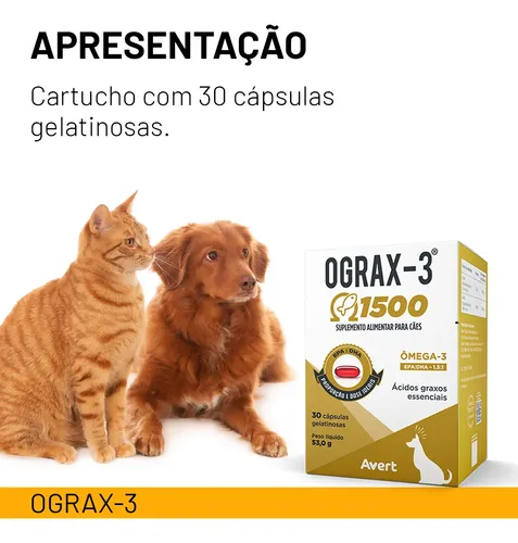 Ograx 3 - 1500mg para Cães e Gatos - 30 cápsulas - Imagem 2
