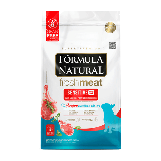 Ração Fórmula Natural FreshMeat Sensitive Cães Adultos Raças Mini/Pequeno Cordeiro 2,5 kg