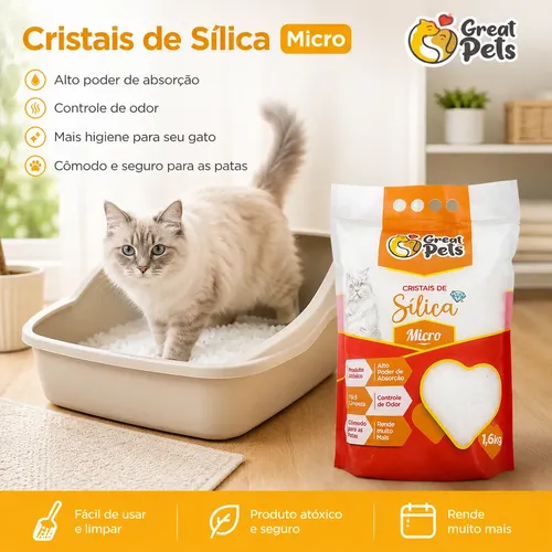 Great Pets Cristais de Sílica Natural para Gatos - 1,6kg - Imagem 2