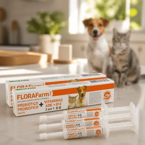 FloraFarm - Suplemento Prebiótico e Probiótico para Cães e Gatos - Seringa 14g - Imagem 3